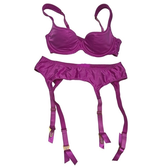 L' Agent Provocateur Garter Belt & Bra Sexy Matching Lingerie Stretch Satin - Picture 10 of 15